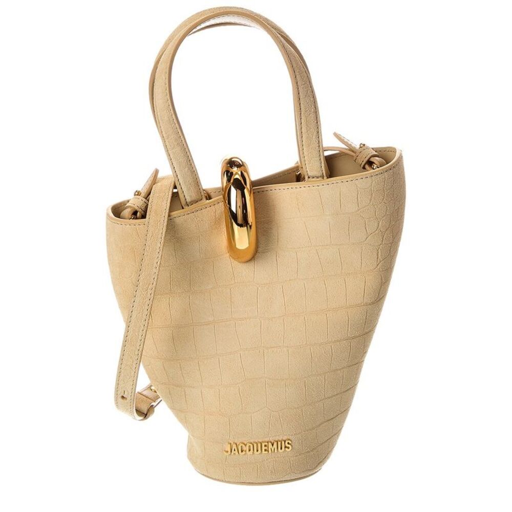 Jacquemus Logo Suede Bucket Bag, Beige - Picture 1 of 5
